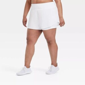 All In Motion Women's White Size XXL Woven High-Rise 2-in-1 Run Shorts 3"